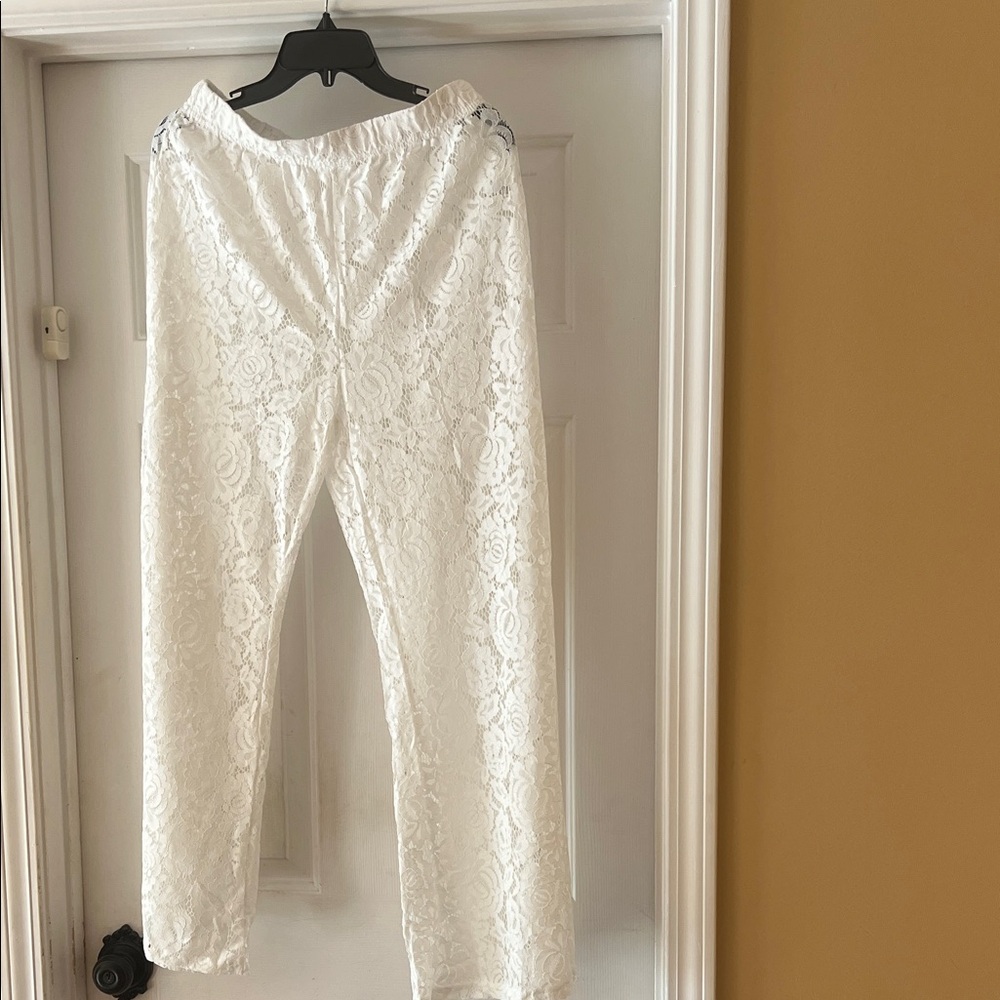 Elegant White Lace Pants